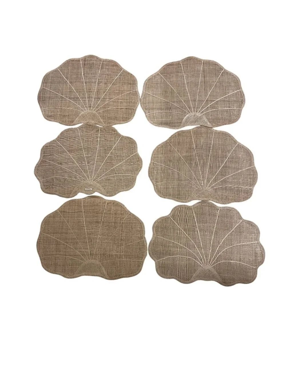 Vintage Woven Fan Shell Place Mats Set of 6 Handmade Philippines